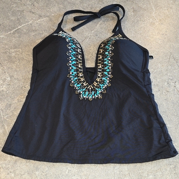 (J35) Kenneth Cole Black Garment Swim Top Sz M - Picture 1 of 5